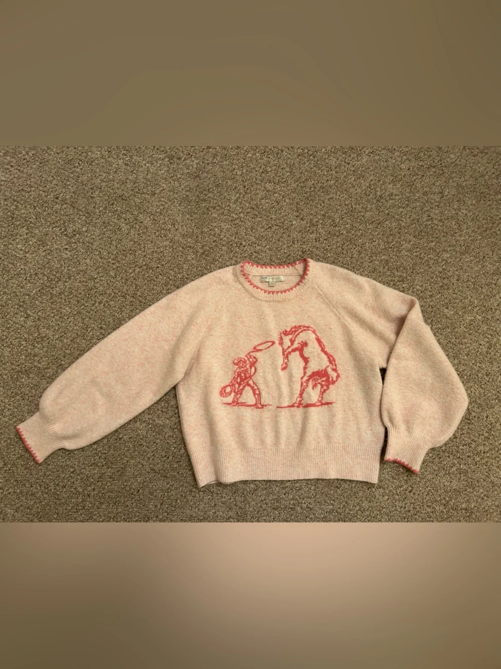 Anthropologie Flat White Cowboy Crew Neck Sweater size L - Picture 6 of 10